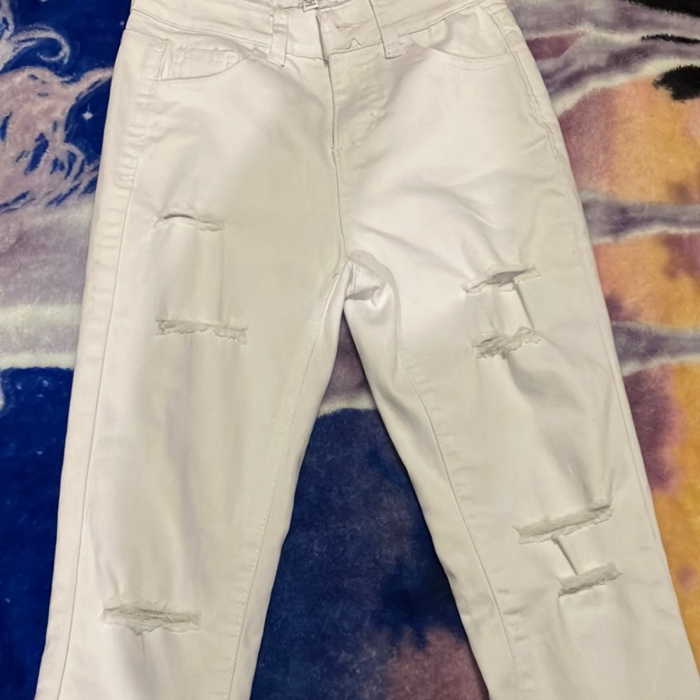 White ripped jeans